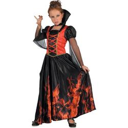 Halloweenjurkje Meisje Vlammen Vampier maat 110-120